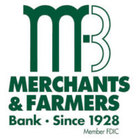 Merchants and Farmer's Bank | Since 1928 - Logo in Green text on white background
